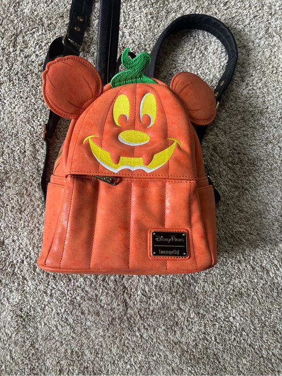 Loungefly Handbags - Loungefly Orange Pumpkin Mickey Ear Mini Backpack